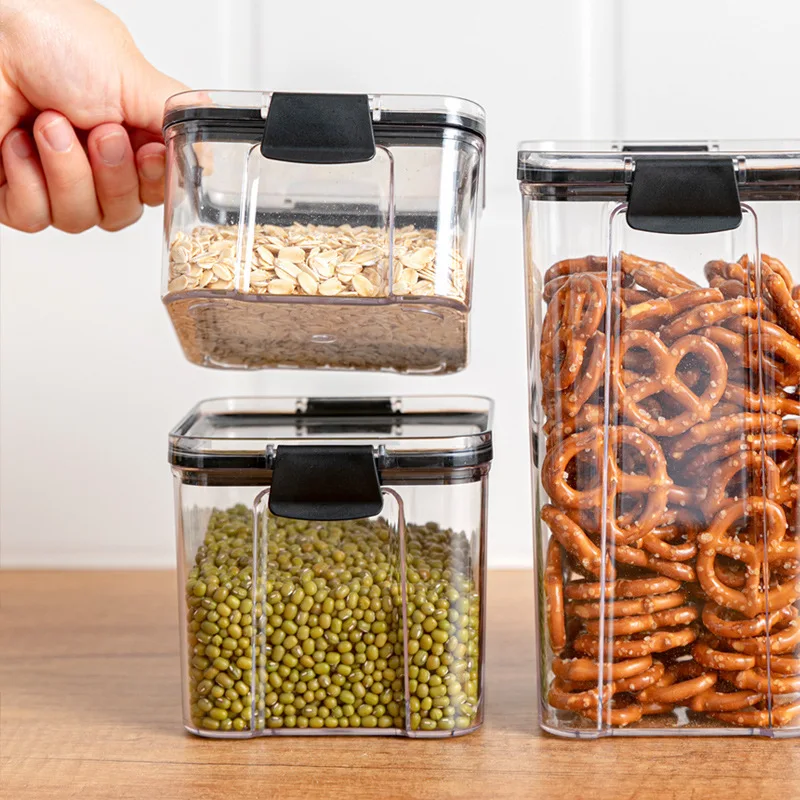 Imagem -03 - Latas Seladas Plásticas para a Cozinha Caixas de Armazenamento para Grãos do Agregado Familiar Petiscos Porcas Bens Secos