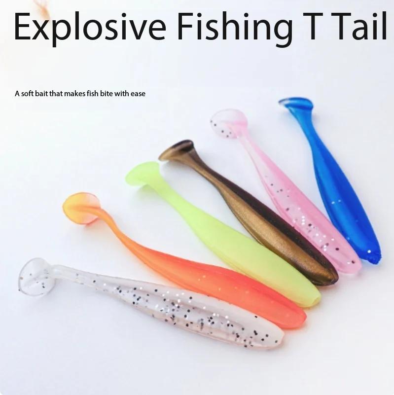 

Dual Color T Tail Soft Worm Artificial Lure 5.5cm 6.3cm 7cm Freshwater Simulation Bait Soft Plastic Fishing Tackle For Trout Bas