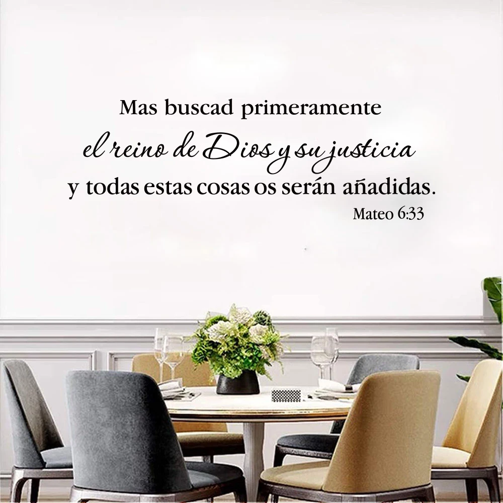 Spanish Christian Bible Verse Wall Sticker Bedroom Liiving Room Matthew 6:33  God Lord Religion Quote Wall Decal Home Decor