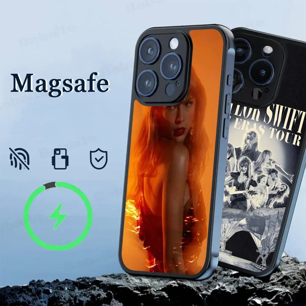 

1pc Popular Singer T-taylors S-swift Magnetic Case For IPhone 16 14 13 12 11 15 Pro Max Plus For Magsafe Wireless Charge Cover