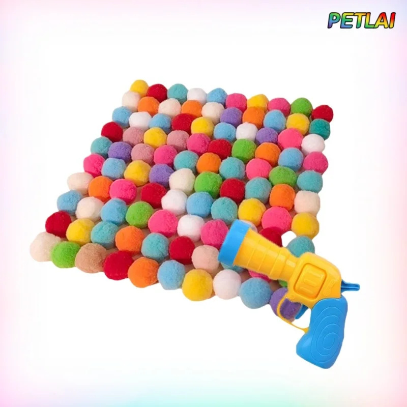 Cat gun toy pom pom Ball Launcher Simulated Pistol Interactive teaser toy pet Dog Toy Mutes Poppy Ball Self-satisfaction Fidget - Image 6