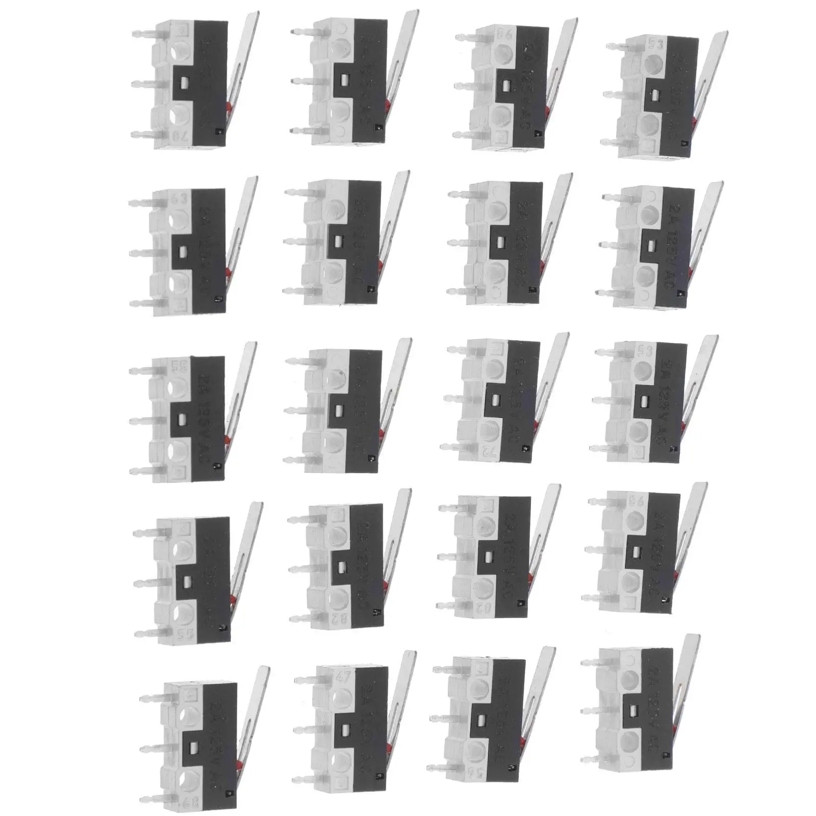 

20pcs Micro Switch Lever Miniature 2A125V KW10 Small Momentary Switches PPA Limit Shifter Universal Replacement
