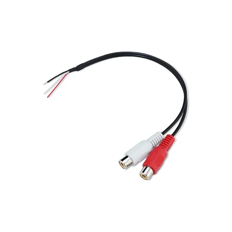 5PCS  Car harness dual RCA female 2 lotus head rear line of sight audio cable shielding wire 1/2 audio cable pure copper