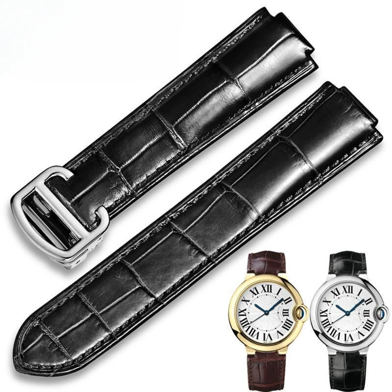 

Alternative for Cartier convex interface balloon blue series strap, bamboo pattern alligator leather strap folding buckle