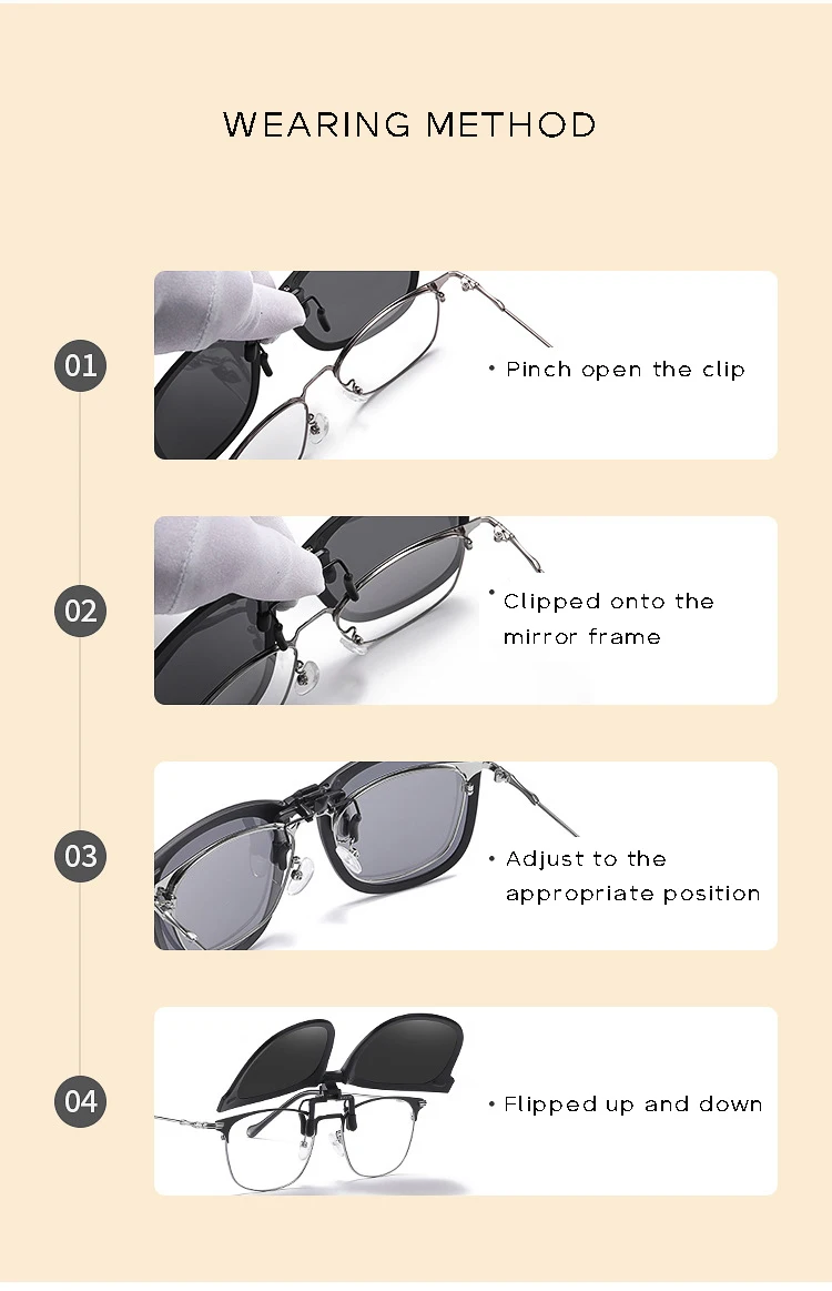 Faltbare tragbare Sonnenbrille clips polarisiert uv400 anti uva uvb übergroße quadratische hoch klappbare Sonnenbrille lentes de sol mujer – Detail 7