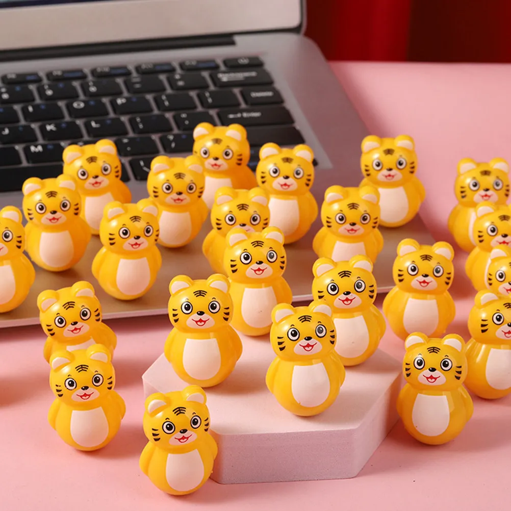 20 Stuks Tijger Tumbler Creatieve Wiebelende Versiering Thuiskantoor Desktop Decoratie Kindercadeau Tumbler Speelgoed Wiebelend Speelgoed