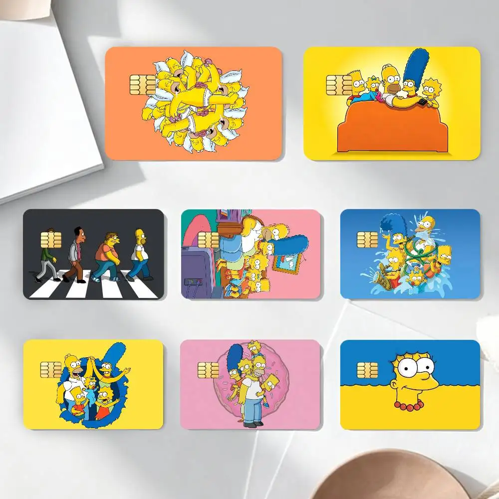 Happy S-SimpsonS Brooches C-CartoonStickersCredit Debit Card Film Skin Sticker Credit Card Skin Stickers For Bank Card Bus Metro