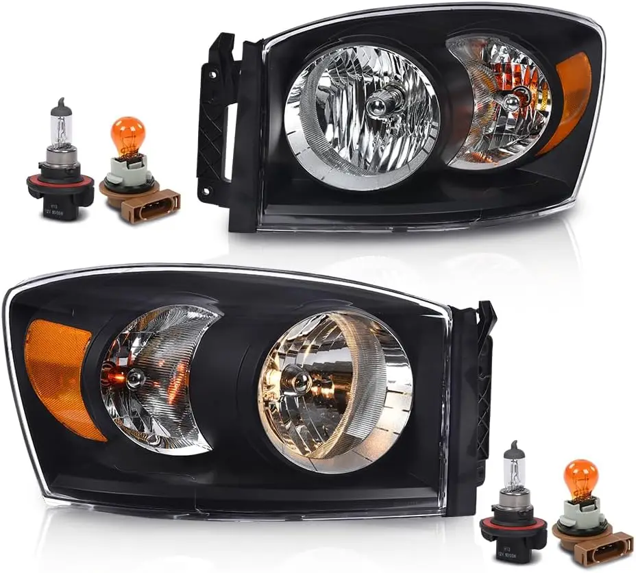 

Headlights Pair Left & Right Compatible with Dodge Ram 1500 Truck 2006-2008/Fit Dodge Ram 2500 3500 Truck 2006-2009 Clear Lens B