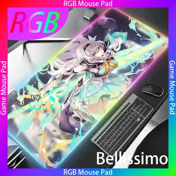 Honkai 스타 레일 반딧불 HD 프린트 RGB 마우스 패드, Xxl Steelseries 노트북 매트, 백라이트 키보드 게이머 테이블 패드, 데스크탑 패드