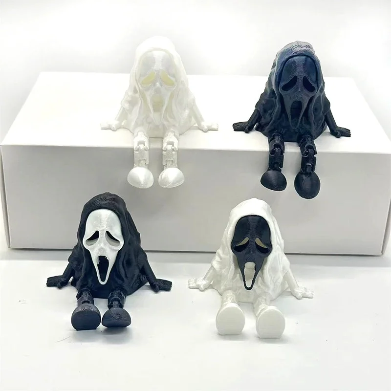 

Halloween 3D Printed Ghost Figurines Fidget Toys Joint Movable Room Decor Car Decoration Desktop Decorations Gifts To Friends