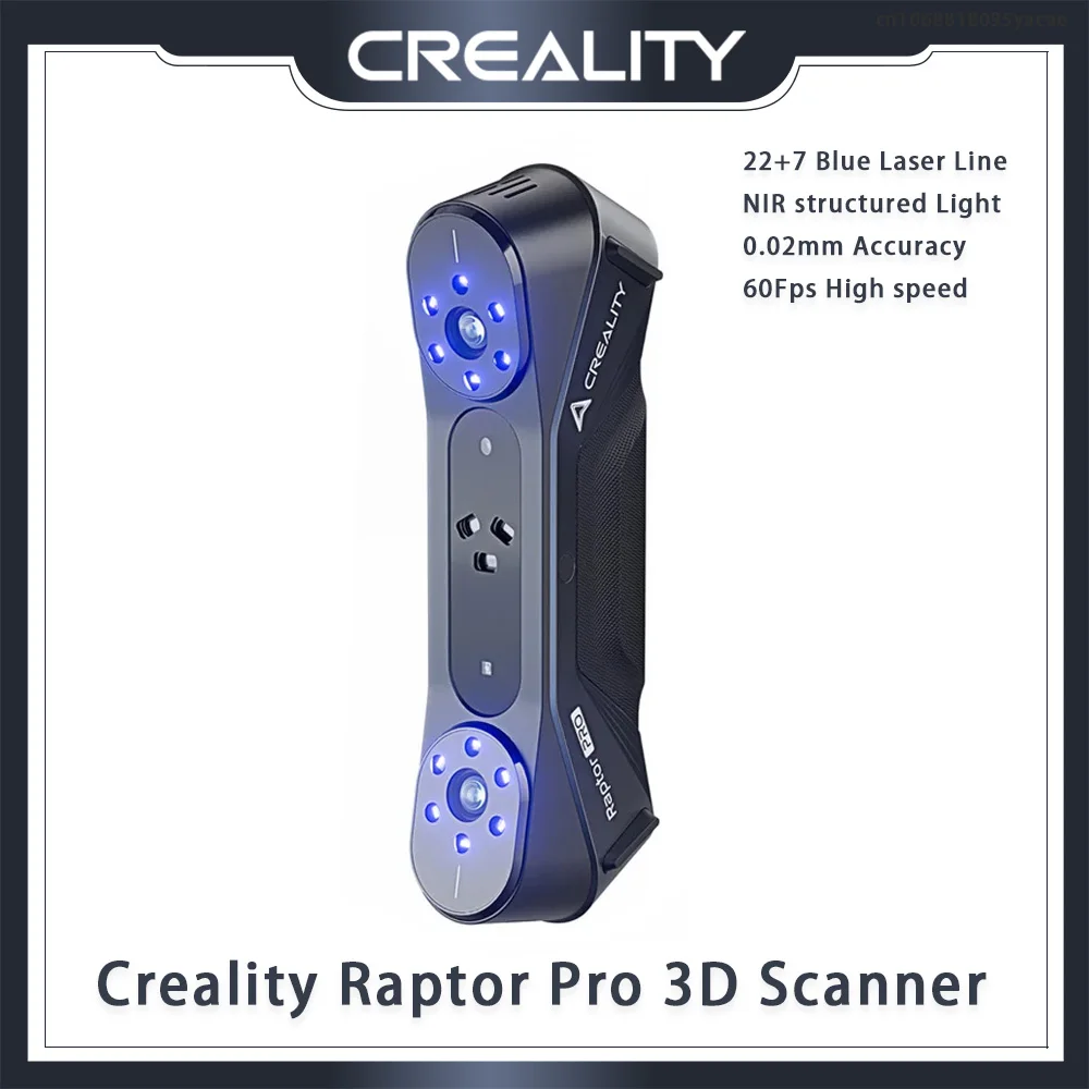 Creality Raptor Pro 3D Scanner 22+7 Blue Laser Line / NIR Light 24Bit Color 0.02mm Accuracy Scanning 60FPS Anti-Shake Tracking