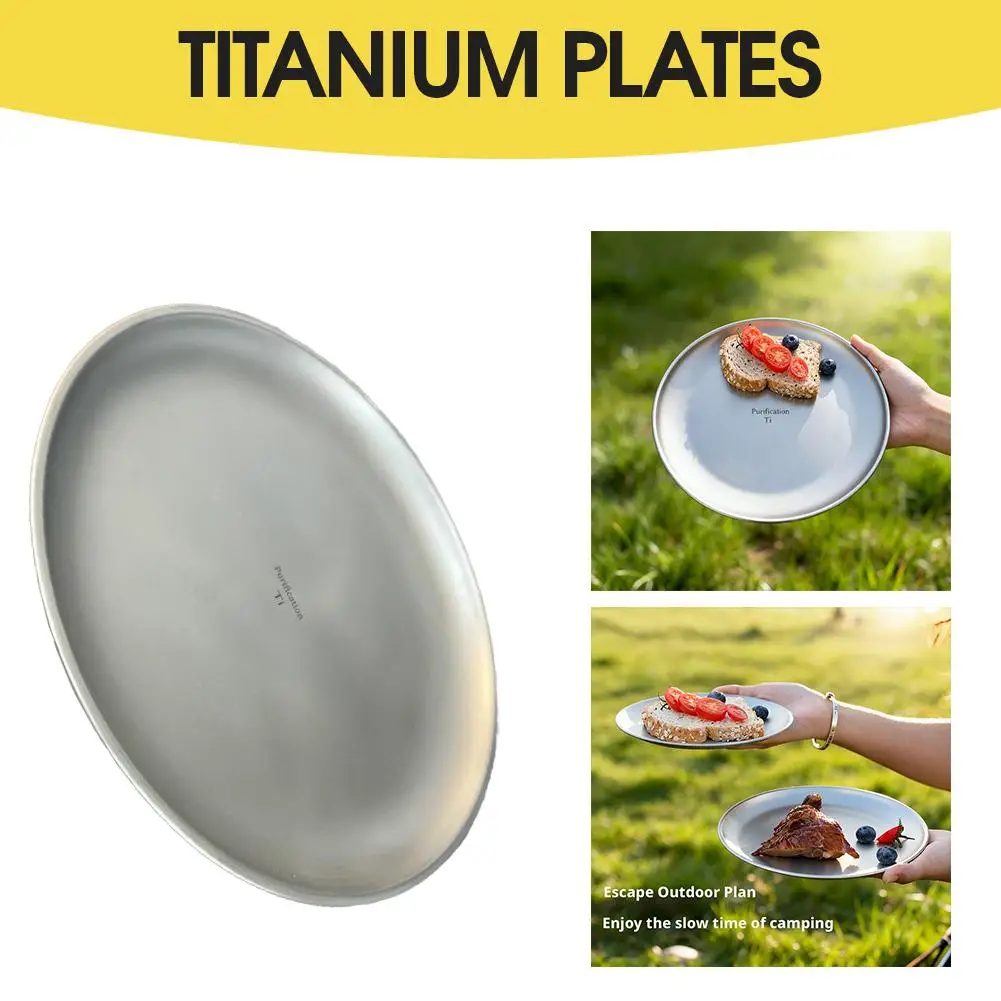 1/2 Stück Titan Outdoor-Campingteller, ultraleicht, tragbar, rund, mattiert, zum Kochen, Picknick, Wandern, Camping, Backpacking, Reisen – Detail 5