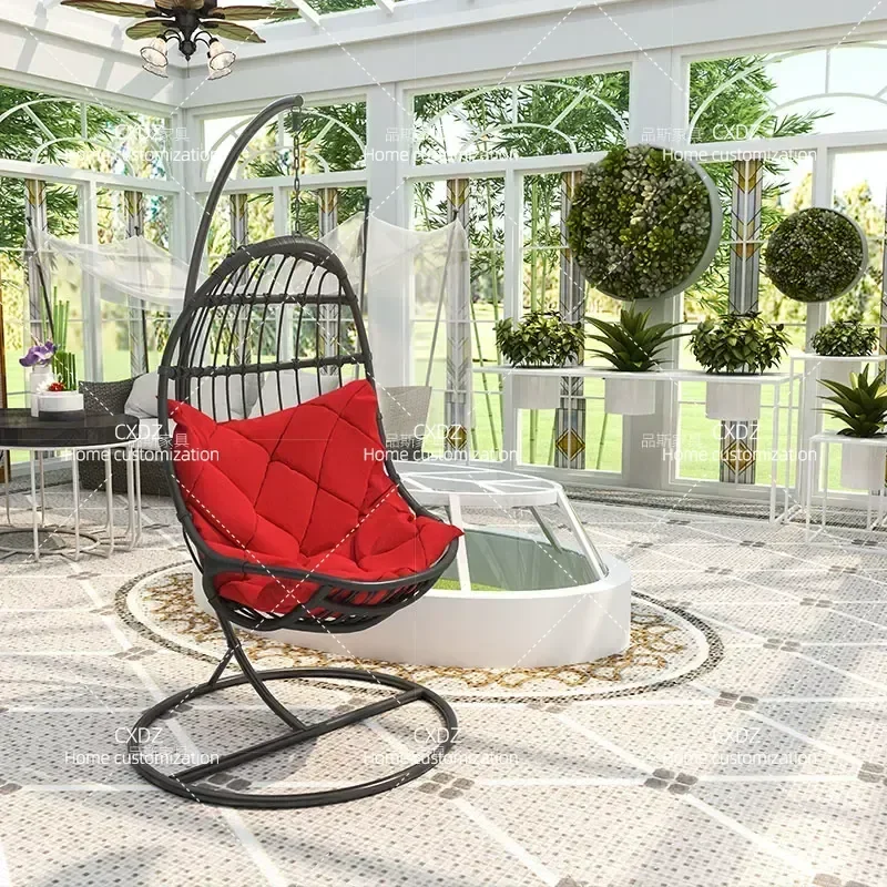 Rattan Hanging Basket Chair Indoor Outdoor Swing Hammock for Adult Living Room Balcony Courtyard Single Seat Lazy Cradle