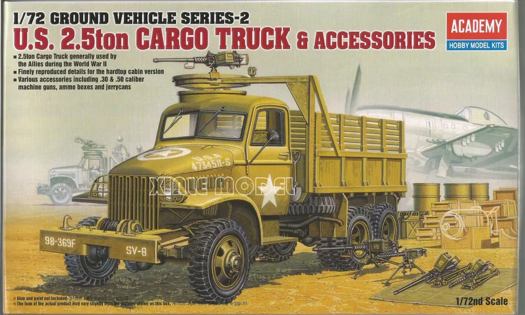 

Academy Car Model Kit 13402 U.S. 2.5ton Cargo Truck & Accessories 1/72
