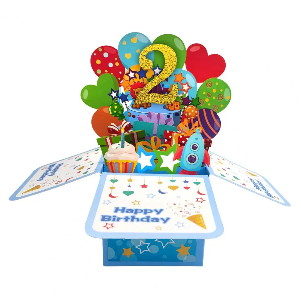 Lovely Birthday Gift Birthday Wishes Greeting Card 3d Birthday Greeting Card for Baby Daughter Son Foldable Three-dimensional