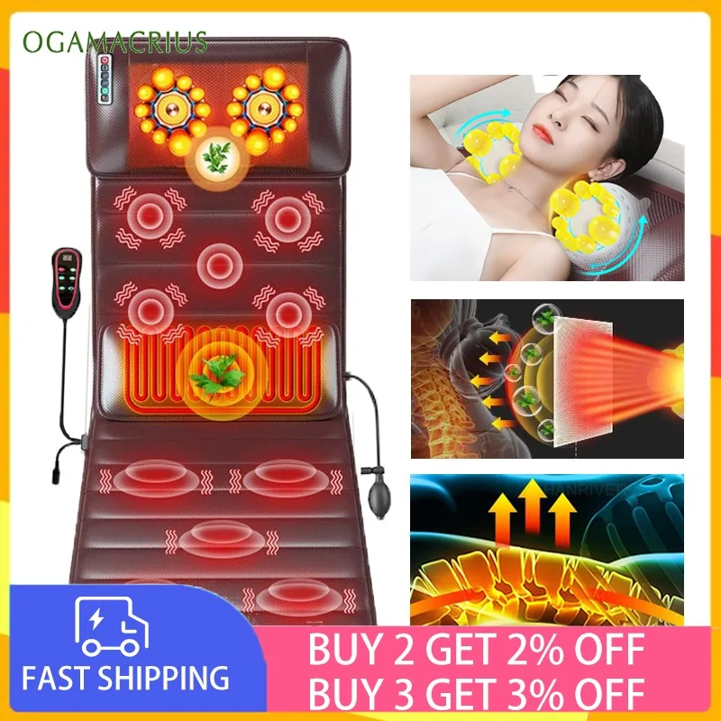 

Massage mattress Full body Massage Vibration heating waist neck back pain relief Home office use