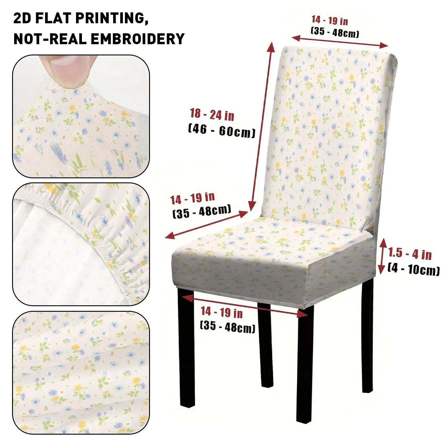 4/6PCS Dining Chair Covers Spring/Summer Fresh Floral Pattern Removable Spandex Furniture Protective Covers Party Decorations