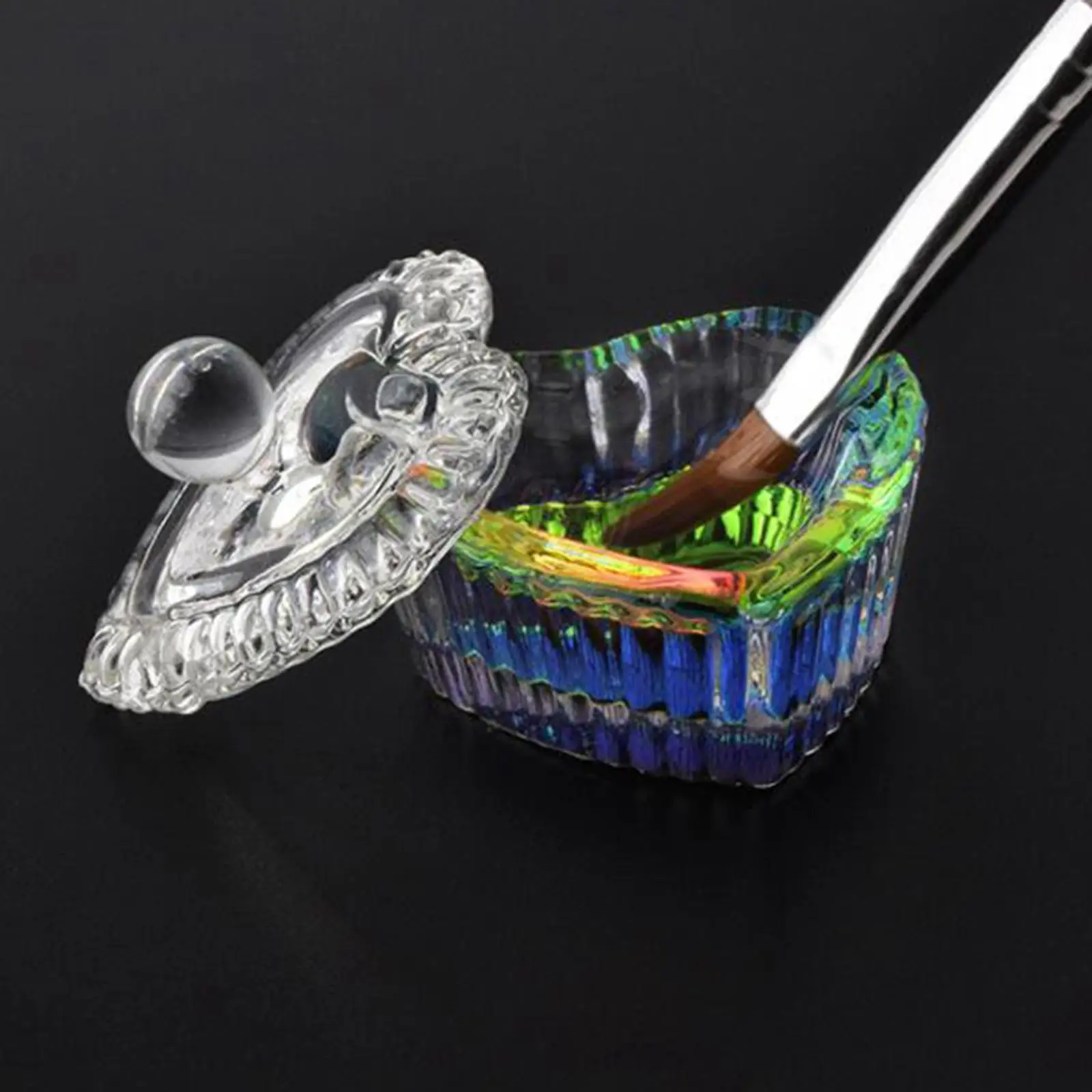 Nail Art Dish Glazen Kom met Deksel voor Acryl Vloeibaar Poeder DIY