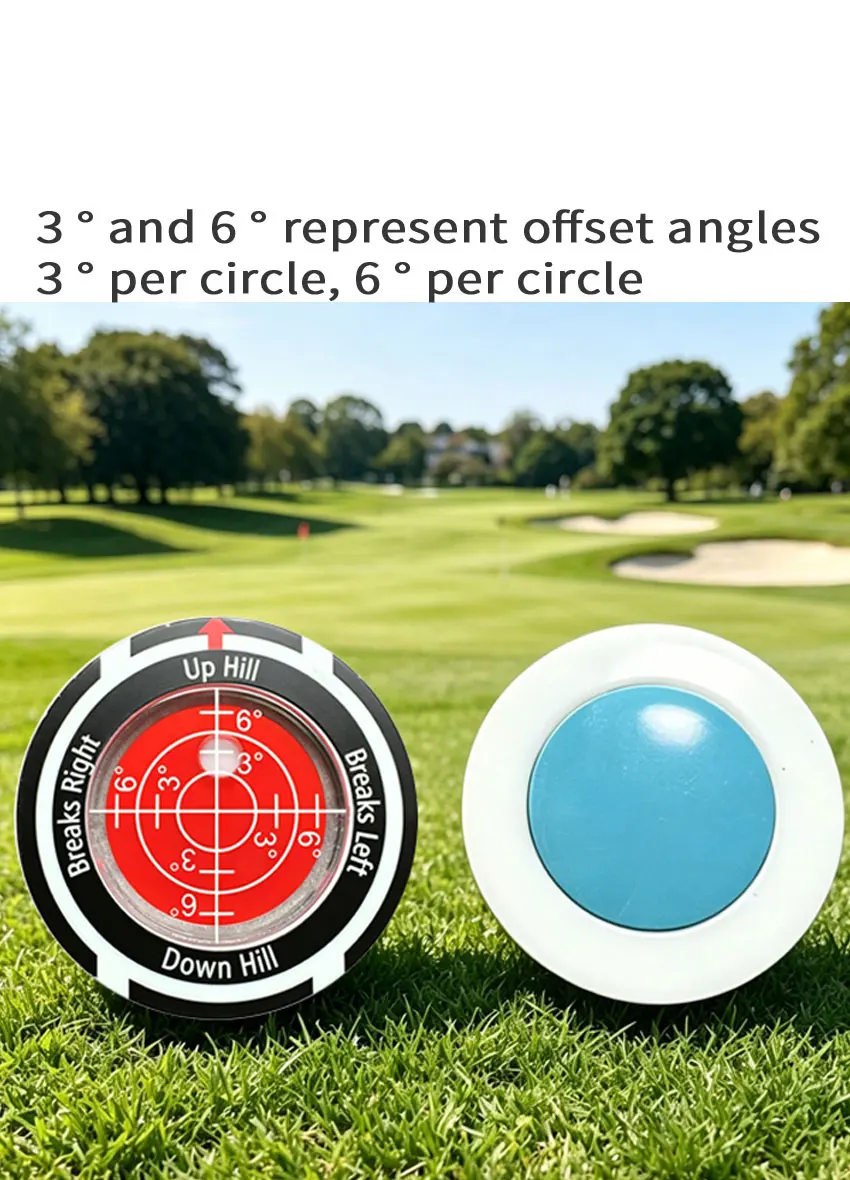 Golf-Nivelliergerät zur Gefällemessung, Höhenmessung, kreisförmig, 39 mm, Kappenklemme, Ballpositionsmarkierung, Geschenk für Golfer – Detail 3