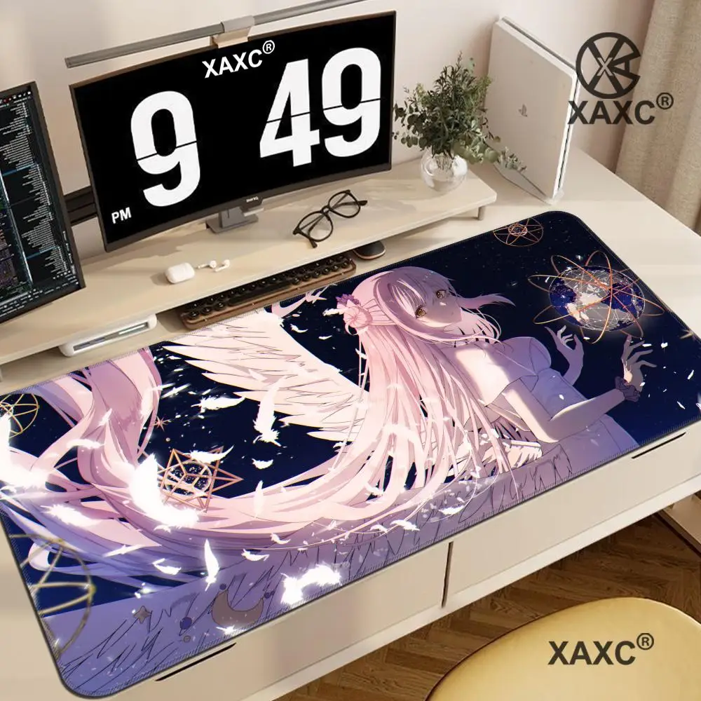 M-Misono M-Mika Large Gaming B-Blue A-Archive Mouse Pad Angel Starry Sky Print XXL Desk Matnon-slip laptop mouse carpet XAXC