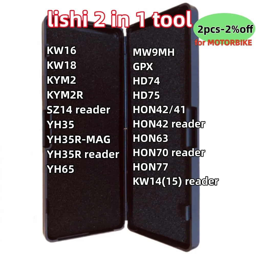 

LISHI 2 в 1 инструменты KW16 KW18 KYM2 KYM2R SZ14 считыватель YH35 YH65 MW9MH GPX HD74 HD75 HON42/41 HON63 HON70 считыватель HON77 KW14(15)