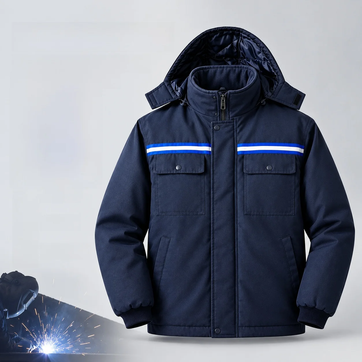 Thickened Canvas  Welding Winter Cotton Workwear Multi-Pocket Outerwear Heat Resistant for Welders Labor Protection C...