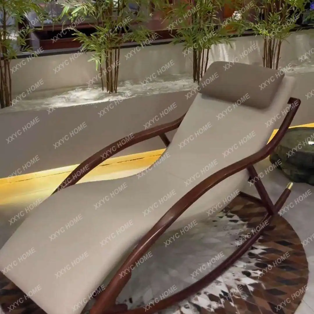 Leather ebony rocking chair simple light luxury happy chair nap recliner