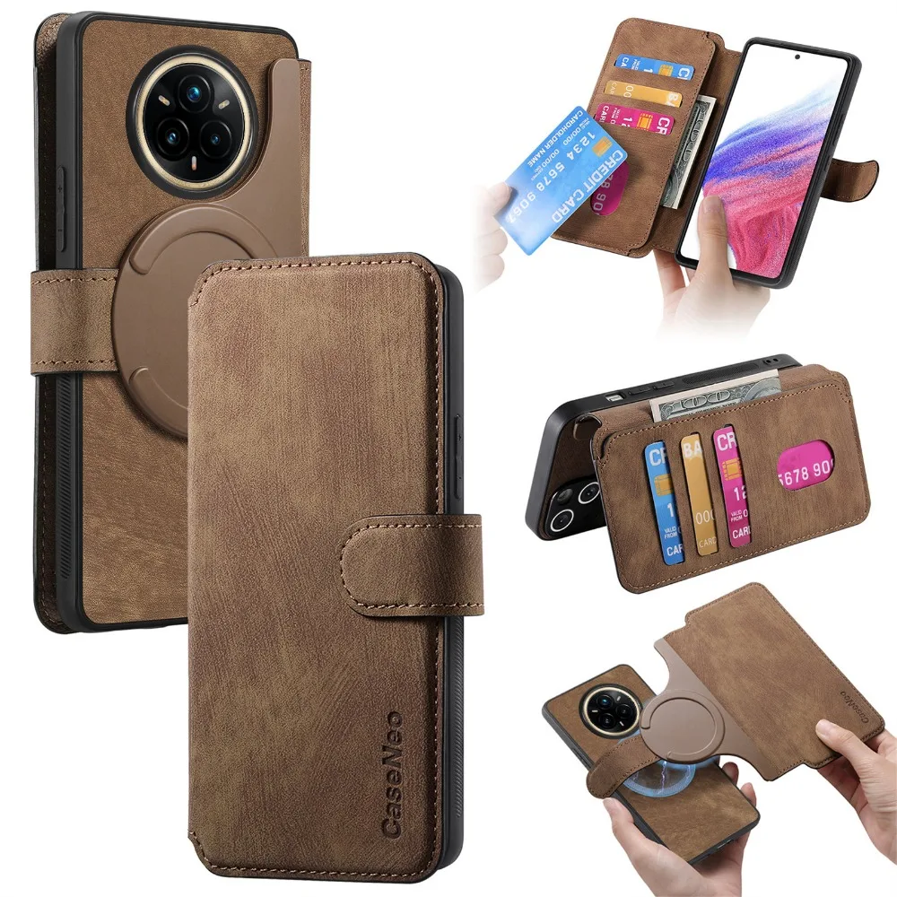 Odłączane etui magnetyczne 2w1 ze skóry do OPPO Realme 16 Pro Plus 14 13 12 11 5G, luksusowe etui portfelowe Funda Realme14 15 GT 8 Pro — zdjęcie produktu 4