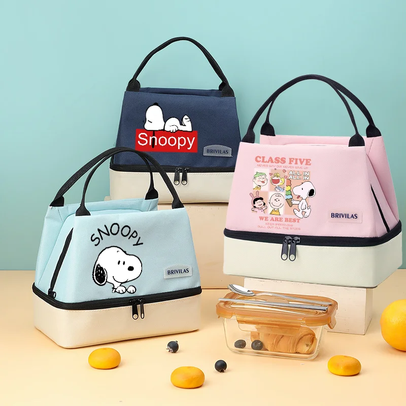 Bolsa de almuerzo con aislamiento Snoopy, paquete Bento aislante, bolsa de arroz de papel de aluminio, paquete de comida, paquete de hielo, bolso de almuerzo Bento para niños, regalo de cumpleaños