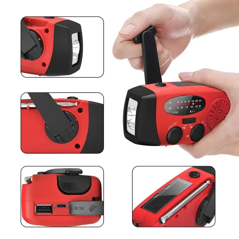 Emergency Weather Radio Emergency Weather Radio Survival Portable Radio SOS Alarm AM/FM LED Flashlight for Outdoor Emergency