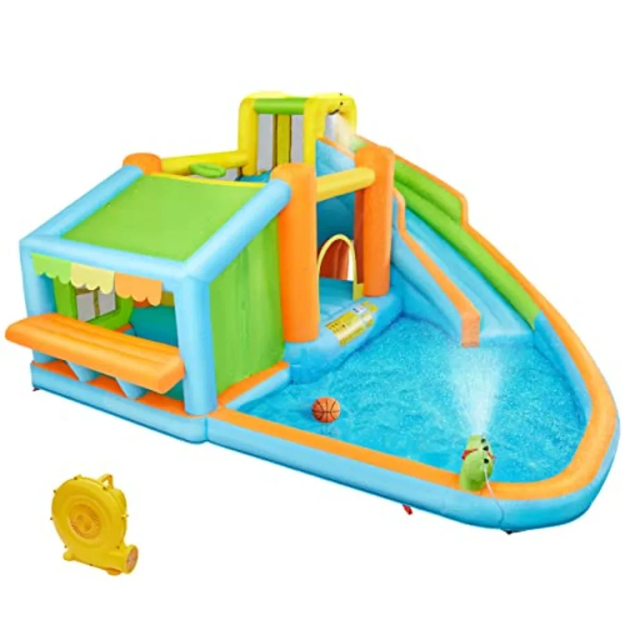

Yaheetech Inflatable Bounce House Water Bouncer Castle for Aged 3-10 with Splash Pool Toy Market Stand Bouncer Area Slide Climb