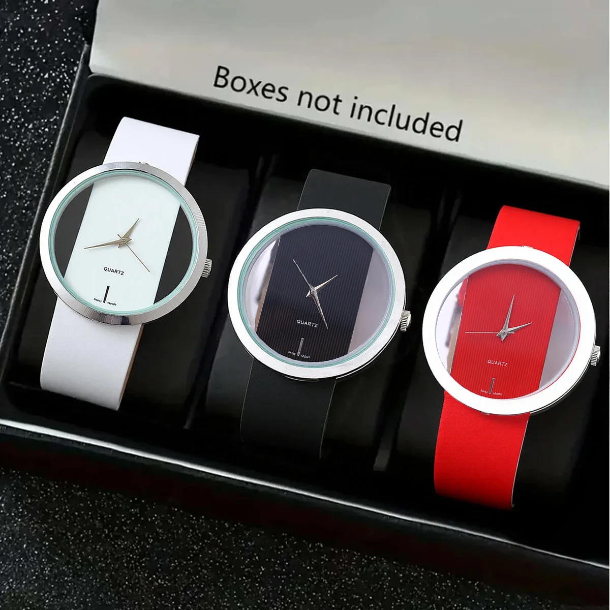 

1 шт. простые модные прозрачные полые кварцевые часы с большим циферблатом, подходят для подарков на Рождество и Хэллоуин