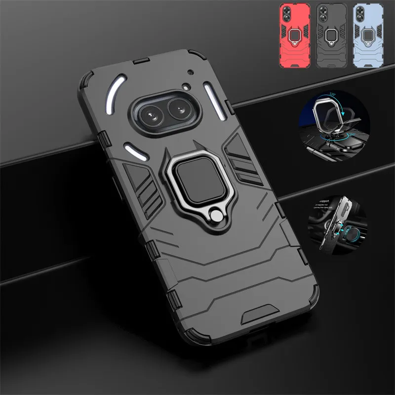 Luxury Ring Armor Case For Nothing Phone 2a 2 1 Protective Cover Shockproof With Magnetic Bracket Kickstand Coque Fundas Capa