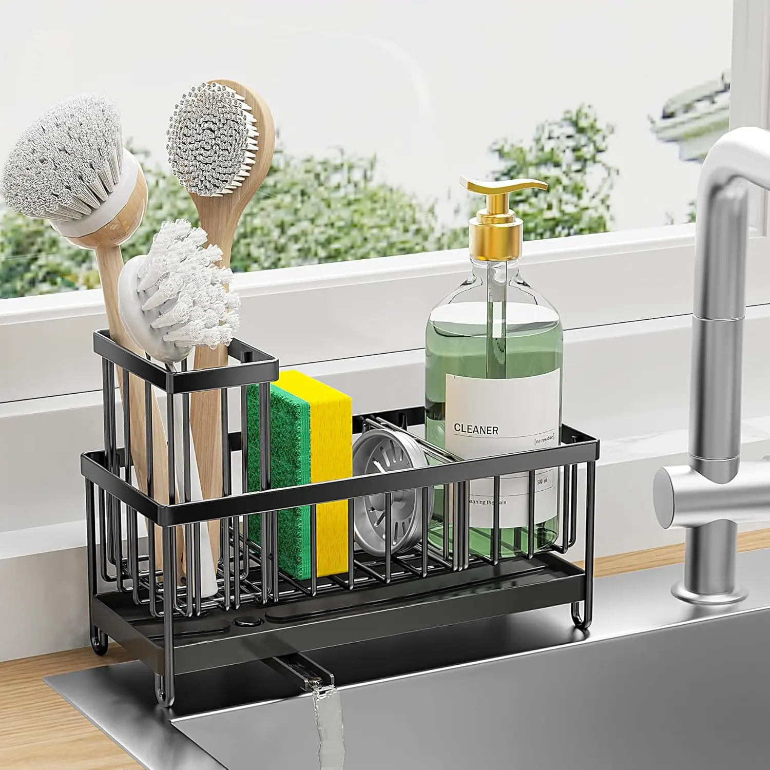 

Bla Sponge Holder For Kitchen Sink, Sink Caddy Organizer With High Brush Holder, Kitchen Countertop Organizers And Storage