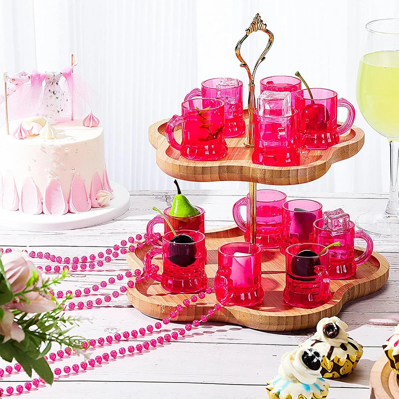 【Q】5/10 Uds. Taza de cerveza de 30ml con mango pequeño, Mini whisky de plástico para taza de fiesta, artículos de bar de vidrio, cocina, comedor, Bar, decoración del jardín del hogar