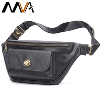MVA Genuine Leather Fanny Pack Genuine Leather Men's Waist Bag Travel Phone Bags Hip Money/ Belt Bag Small Waist Pack for Men