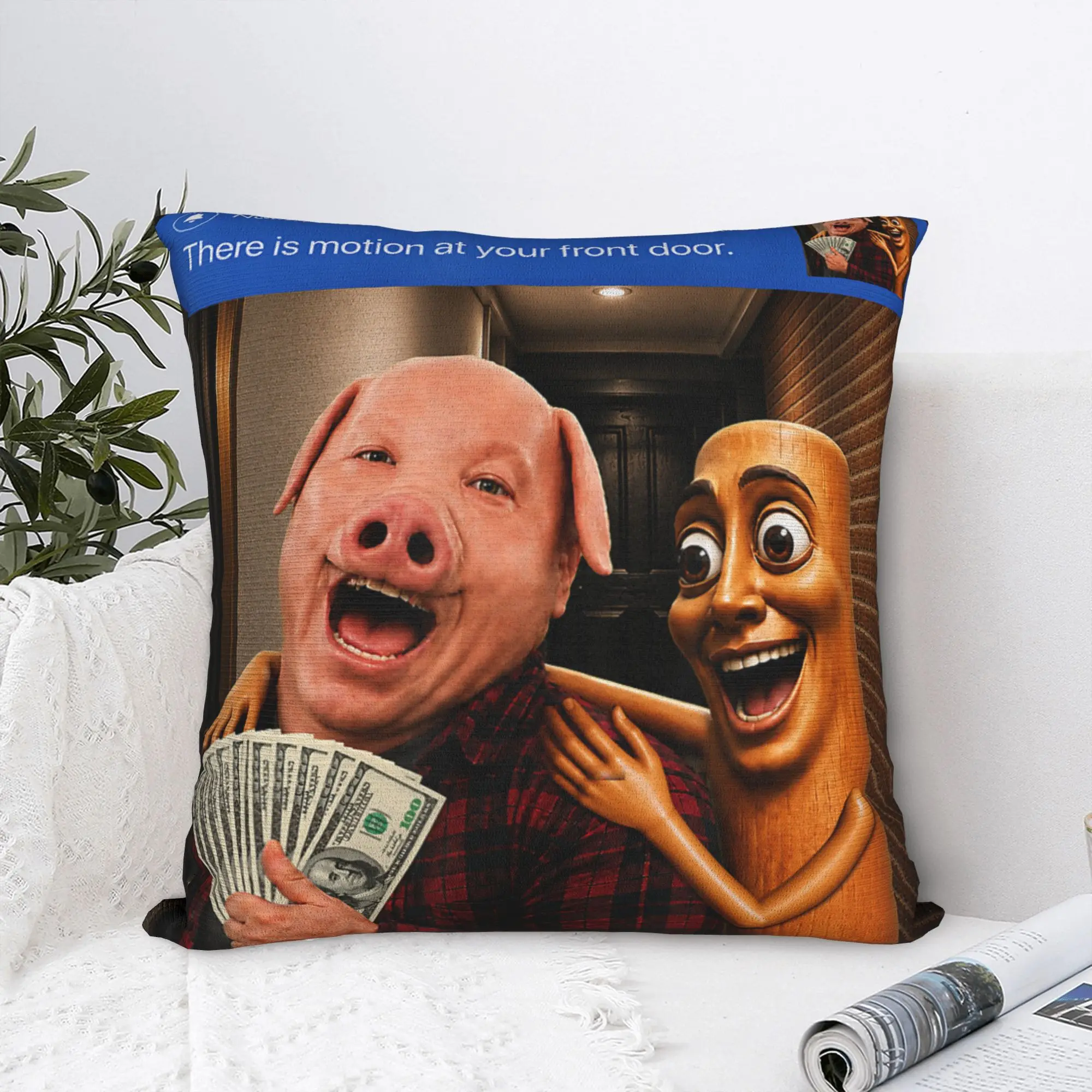 There is Motion at Your Front Door Tung Sahur John Pork Meme Pillow Case  Design Pillow Cover Pillowcases For Couch Sofa Bedroom