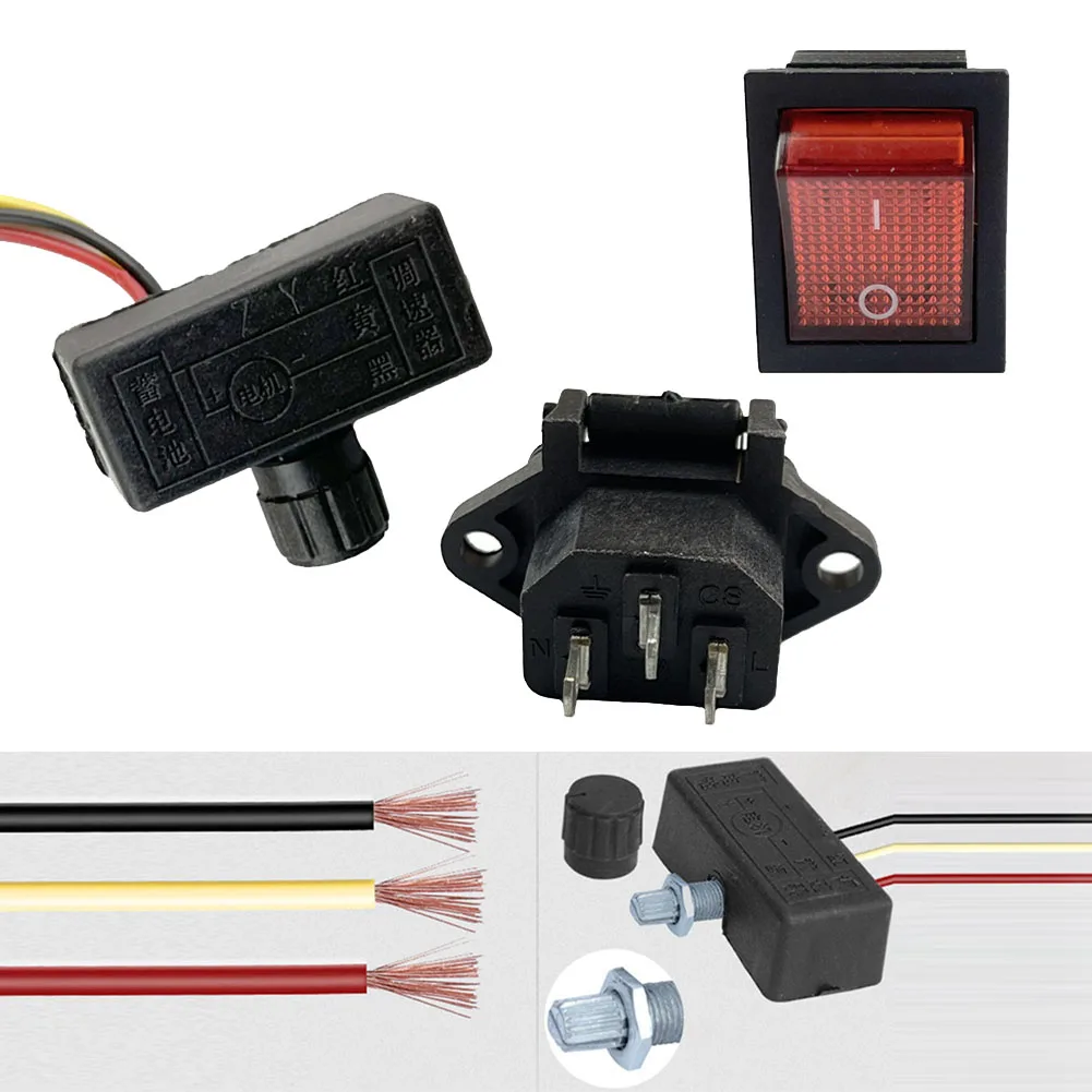 

Power Switch Switch Flexible Kit Safety Home Power Tool Replacement Sprayer 12V 3pcs Accessories Charging Socket