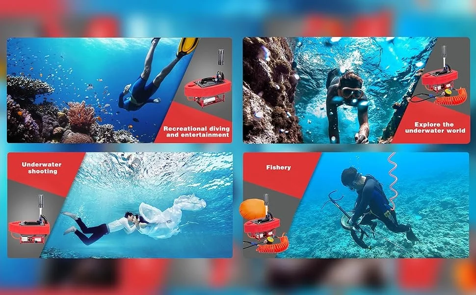 Ventilador de buceo nunca enrollados tanques de buceo sistema de buceo recargable 8 horas, compresor de aire impermeable
