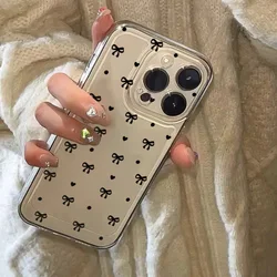Cute Black Bowknot Phone Case for Samsung Galaxy S26 S25 Ultra S24 FE S22 S23 Plus A57 A17 A54 A34 A14 A55 A35 A15 A06 A16 Cover