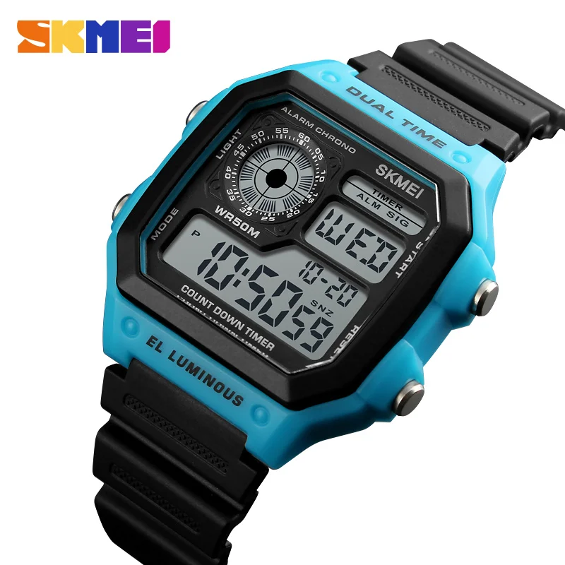 

SKMEI 1299 Fashion Men's Electronic Watch Creative Calendar Alarm Clock Luminous Sports Students Waterproof Digital Wristwatch