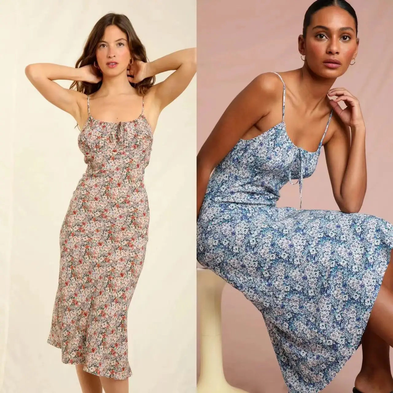 

French Sle Summer New Ruffle Svel Print Dr Women's High Waist Dstring Strapl Gown A-Line Silken Gown