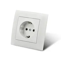 WESA Power Socket 16A EU Standard Electrical Outlet Standard Ground Wall Socket Plugs 86mm*86mm White Flame Retardant Plastic