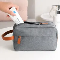 Business Trip Men's Toilet Bag Double-layer Large-capacity Cosmetic Bag Solid Color Oxford Cloth Portable Storage Bag