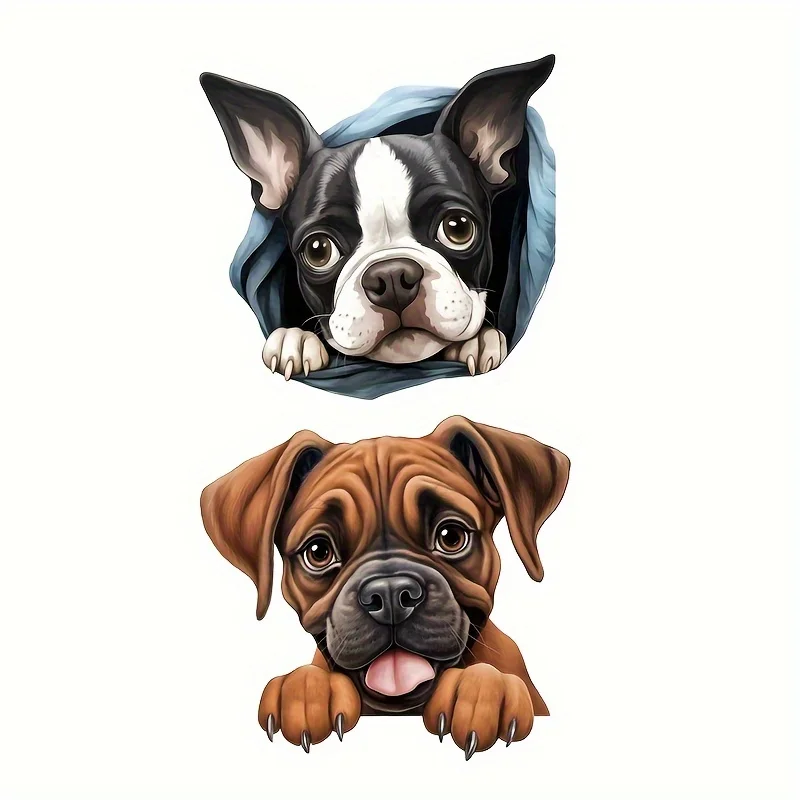 DK106 #   Pegatinas de perro para coche Boston Terrier Boxer, pegatinas para ventana de parachoques de coche, calcomanías de moda, Material de vinilo