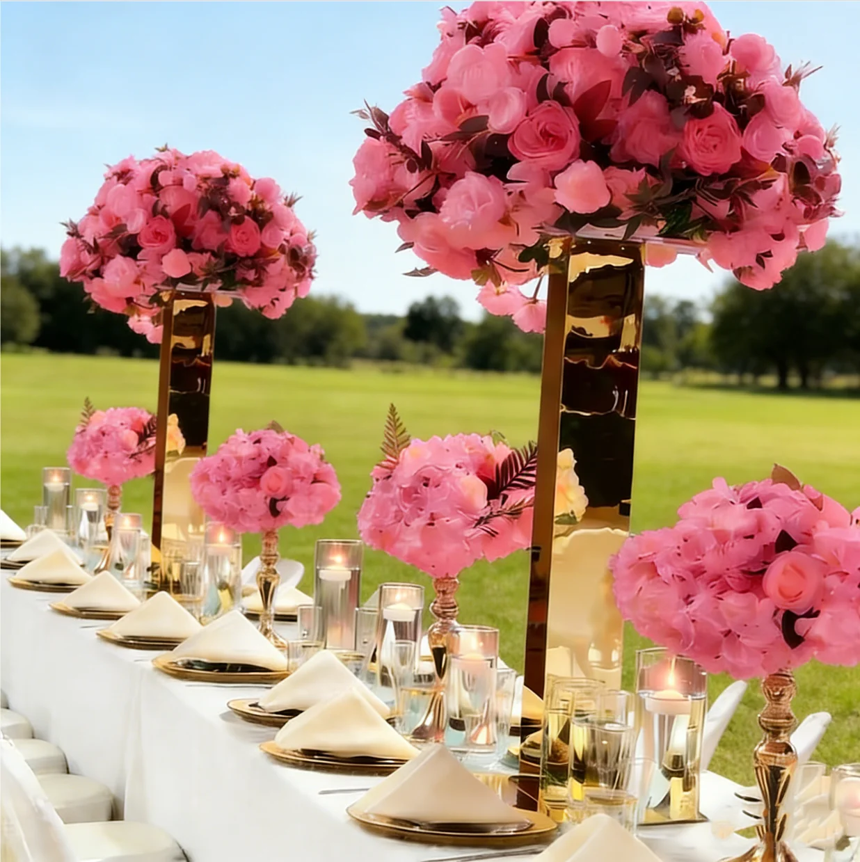 

4-10pcs 60-120cm Metal Flower Stand Table Centerpiece Gold Pedestal Mirror Plinth for Wedding Events Decoration