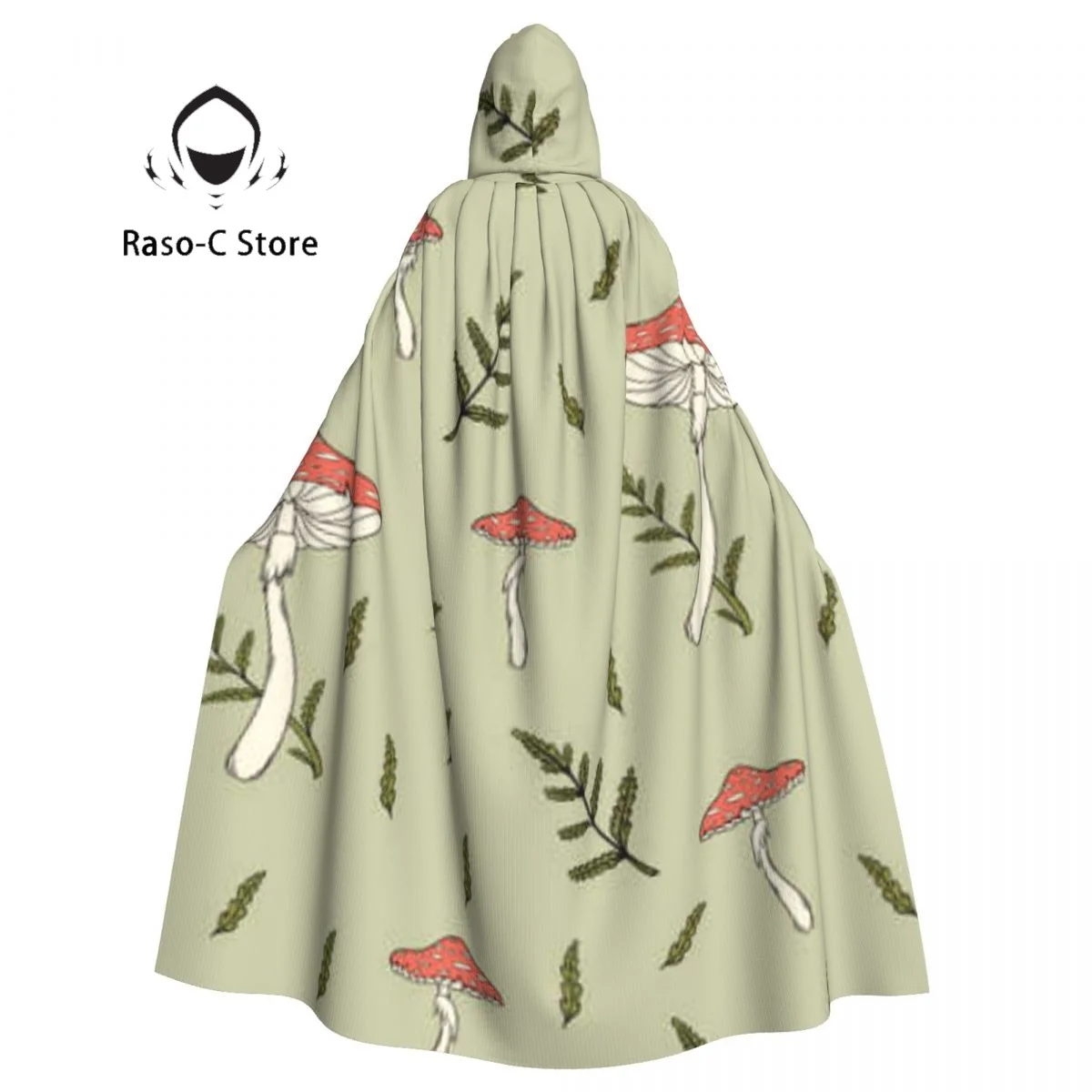 Unisex Witch Party Reversible Hooded Adult Vampires Cape Cloak Wild Rosehip Berries Pattern