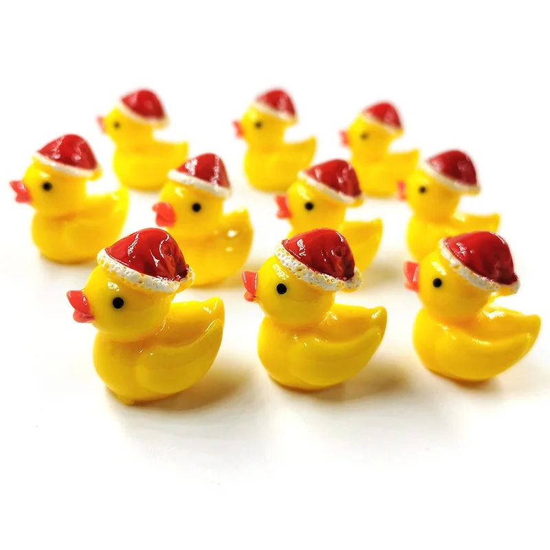 Mini Patos De Resina Com Chapéus De Papai Noel, Pequenas Figurinhas, Jardim De Fadas, Casa De Bonecas, Decoração De Plantas Em Vaso, Natal, 20Pcs