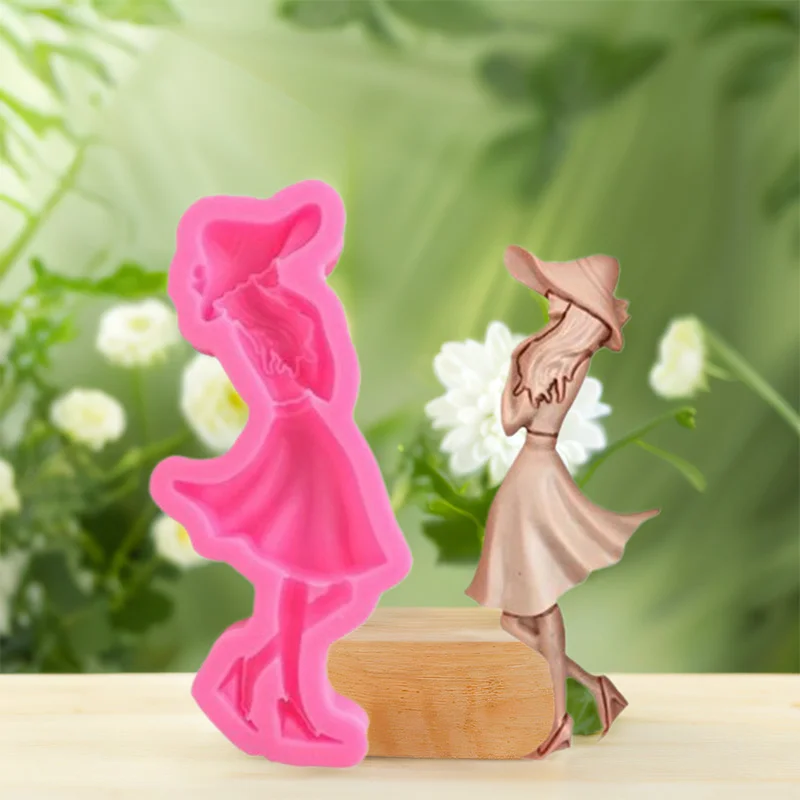 4 pieces, Goddess Back Silicone Mold Chocolate Flip Sugar Decoration Baking Cake Gypsum Pendant Mold