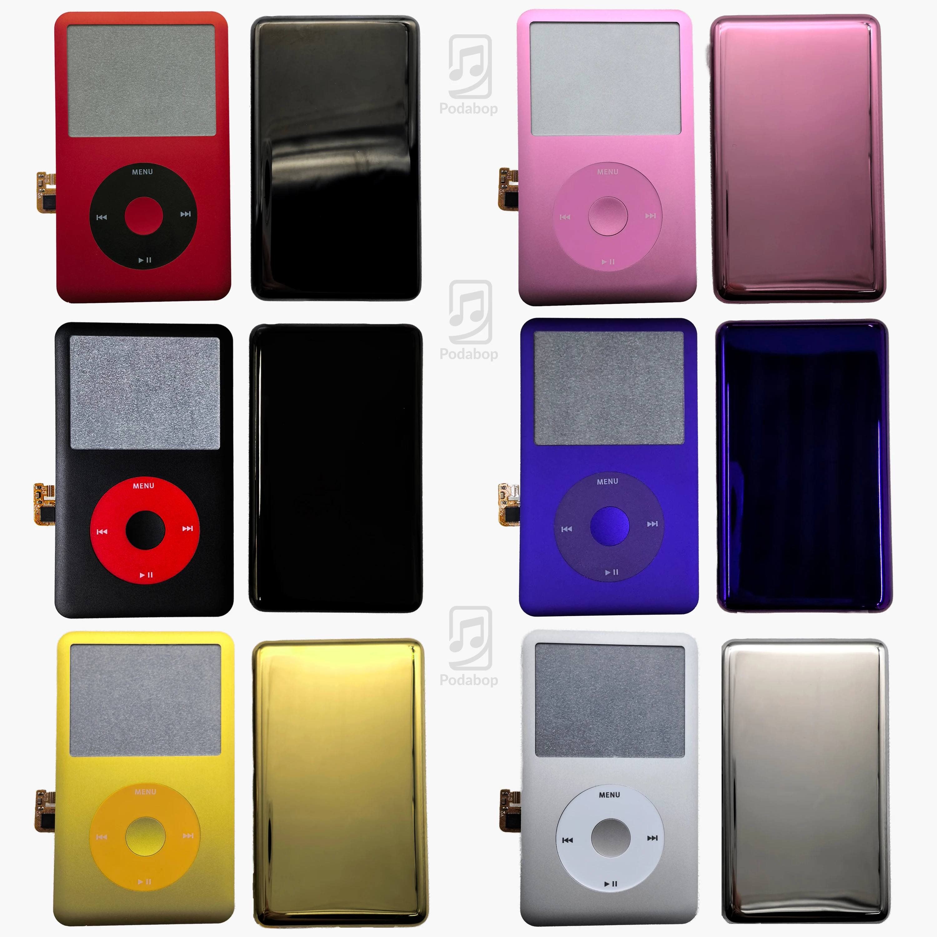 Replacement Metal Front Back Housing for iPod Classic 6th 7th Gen A1238, Faceplate + Backplate with Click Wheel 80-160GB